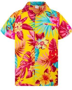 Camisa Hawaiana enrrollada Hombres XS-6XL Manga Corta Bolsillo Frontal Hawaiano-Imprimir Ananas