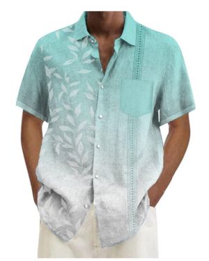 Camisa elegante de manga corta hawaiana para hombre, camisa de verano firmada, corte ajustado, coreano, henley, blanco, con botones, camisas de playa