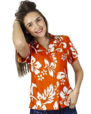 Blusa hawaiana para mujer, estilo casual, con botones, muy fuerte, de manga corta, hibisco