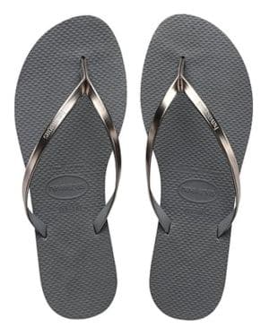 Havaianas - You Metallic, Sandalias Cómodas, Elegantes y Versátiles, Tiras Finas con Acabado Metálico, Pequeño Tacón, Mujer