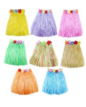 JZK 8x Multicolor Falda Luau Hawaiana Hula Dancer Disfraces para niñas niños para fiesta