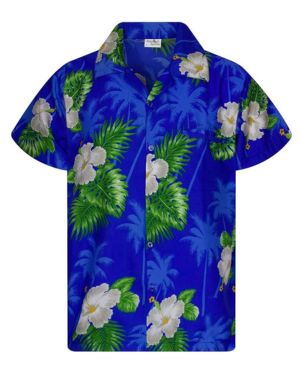 Camisa hawaiana casual para niños y niñas, bolsillo frontal, manga corta, unisex, estampado de flores, 2-14 años