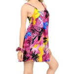 LA LEELA Mini Vestido de la Hawaiana Ocasional de Las Mujeres Floja Elegante Playa de oscilación Rosa_Z43 S