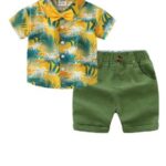 Volunboy Niño Floral Camisa + Pantalones Cortos Conjunto, Verano Manga Corta Bermudas Traje