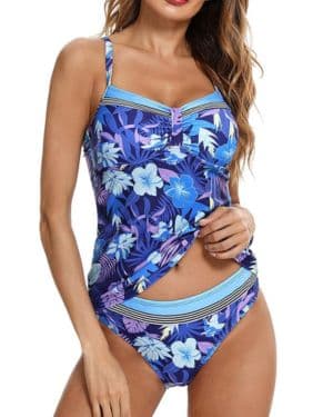 Aottori Tankini Mujer Bañadores de Dos Piezas Verano Sexy Conjuntos de Tankinis Cuello en V Push Up Bañador Tallas Grandes