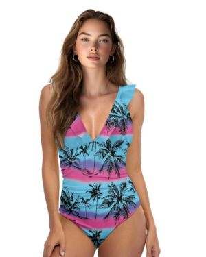 Bañador de una pieza para mujer, traje de baño con volantes de espalda abierta, sujetador moldeador