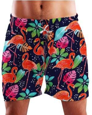 King Kameha Funky - Pantalones cortos hawaianos para hombre, con forro de malla, cierre de cordón, casual
