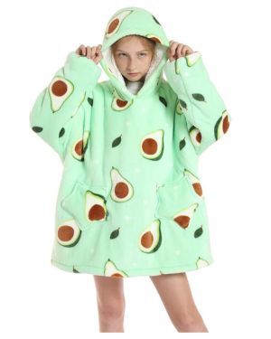 Manta de gran tamaño con capucha para niños, manta de sherpa mullida, gigante, cómoda sudadera con capucha para niños y adolescentes