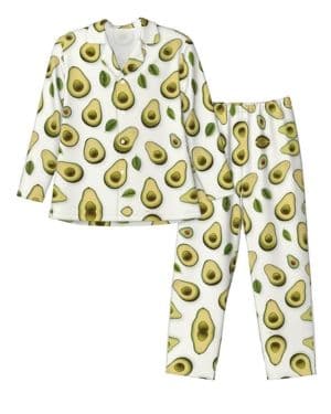 Conjunto de pijama de aguacate para hombre, manga larga acogedora, tallas S-XXL
