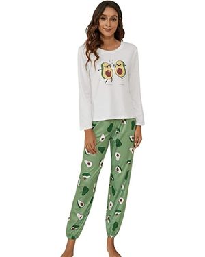 Conjunto de pijama para mujer con camiseta de manga corta y pantalones largos