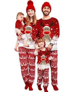Pijama Navidad Familia, Conjunto de Pijamas Navideños Juego para Familia, Camiseta de Manga Larga, Pantalones Largos, Conjunto de Pijamas Navideños para Papá, Mamá, Niñ