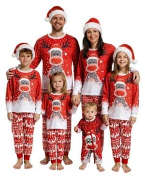 Pijama Navidad Familia, Conjunto de Pijamas Navideños Juego para Familia, Camiseta de Manga Larga