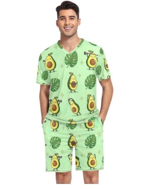 RPLIFE Conjunto de pijama de manga corta para hombre, ropa de descanso para dormir, tallas S-XXL