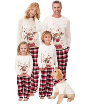 Conjunto de Pijamas Familiares de Navidad Ropa de Dormir Otoño Invierno Mujere Hombre Niños Pijamas de Año Nnuevo