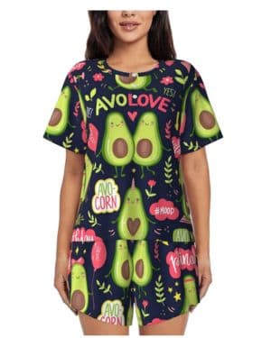 VOSERY Conjunto de pijama de 2 piezas para mujer, pijama de manga corta con aguacate y pijamas para mujer