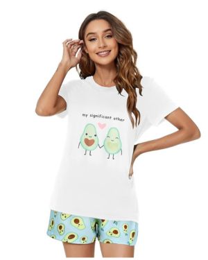 Pijama-Corto-de-Dos-Piezas-para-Mujer-Conjunto-de-Pijama-de-Verano