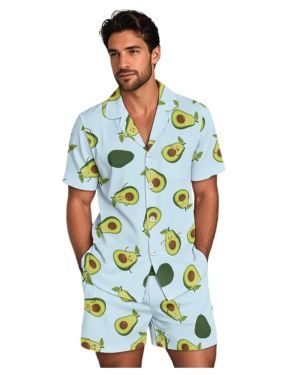 ZIATUBLES Conjunto de pijama de verano para hombre, ropa de dormir de dos piezas, con botones