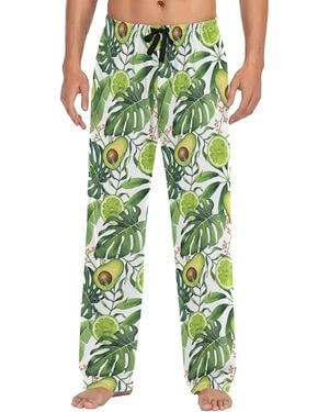 ZZXXB Pantalones de pijama de verano con aguacate, color lima para hombre, cómodos para dormir, ajuste recto con bolsillos, S-XXL