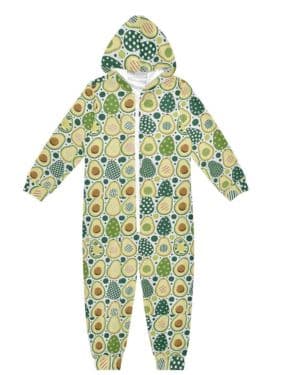 miaozhen Pijama unisex de 1 pieza para niños, de franela, cremallera, con capucha, lunares, color verde, aguacate