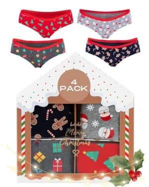 soxo Navidad Bragas Hipster Mujer Algodon Regalos Originales Lenceria Navideños 4 Pares 2 Tamaños