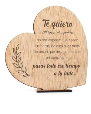 Tarjetas Felicitacion San Valentin madera. Regalos aniversario pareja cartas amor para mi novio novia tortolitos postal hombre mujer (Parejas)