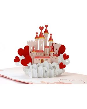 CUTPOPUP - Tarjeta desplegable de aniversario de castillo de amor, tarjetas de felicitación del día de San Valentín, tarjeta de amor romántica, aniversario, tarjeta de cum