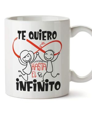 MUGFFINS Taza San Valentín (Te quiero) - te quiero infinito - Regalos Originales y Divertidos de Aniversario para Novios, Enamorados, Pareja...