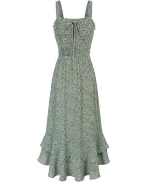 Vestido-Plisado-Tirantes-Finos-Floral-Sin-Mangas-con-Estampado-Floral-hasta-El-Tobillo-para-Mujer