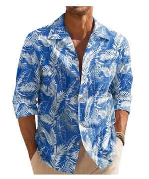 Beotyshow Camisa hawaiana para hombre, camisa de ocio, manga corta, algodón, flores, vacaciones, verano, playa, camisa de viaje