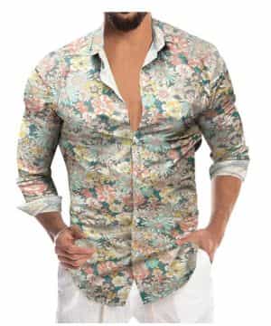 Camisa hawaiana para hombre con flores, manga larga, camisa de verano, camisa hawaiana, camisa de manga larga
