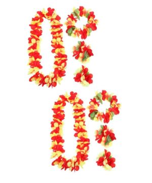 Ciieeo 2 Juegos leus Hawaianos Artificial Flowers Fiesta Hawaiana Traje de niñas Collar de Flores Lei Collares Guirnalda de Flores guirnaldas de Estilo Tropical C