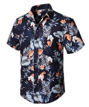 Enlision Camisa Hawaiana Hombre Funky Manga Corta Camisas Hawaianas con Bolsillo Delantero Impresión de Hawaii Playa Flores Piña Palma Hoja Aloha Shirt