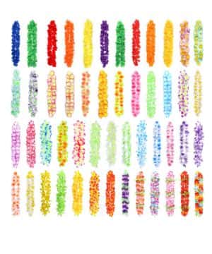 GWHOLE 50 Piezas Collares Lei Hawaiano Guirnalda de Flores Artificiales Hawai para Luau Fiesta Verano playa