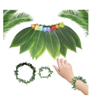 Generico Ropa Tema Hawaiana Mujer - Puños Hawaianos Diseño Hojas Realistas Accesorios Tropicales Transpirables