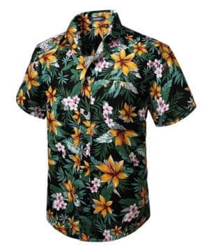 HISDERN Camisas Aloha Hawaiana Funky de Manga Corta Bolsillo Delantero Vacaciones de Verano Impreso Playa Camisa Informal de Hawaii S-2XL