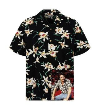Camisa Paradise Found para hombre, manga corta, bolsillo frontal, estampado hawaiano, Magnum Tom Selleck
