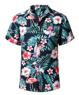 heekpek Camisa Hawaiana Hombre Manga Corta Verano Colores Camisa Hawaiana Estampada de Palmeras Flores Casual Playa Camisas Hawaianas