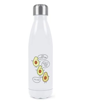 Aguacate Comer Me ahora Too Finales Doble Pared Agua Botella Aislado Acero Inoxidable Sports Bebidas 500ml Blanco