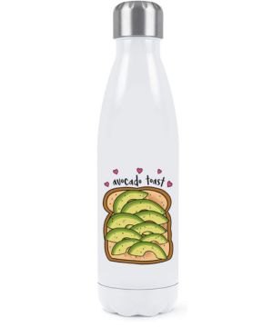 Aguacate Tostada Rebanado Doble Pared Agua Botella Aislado Acero Inoxidable Sports Bebidas 500ml Blanco