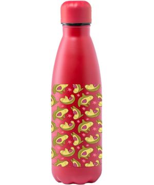 Aguacate Tostada Rebanado Doble Pared Agua Botella Aislado Acero Inoxidable Sports Bebidas 500ml Blanco