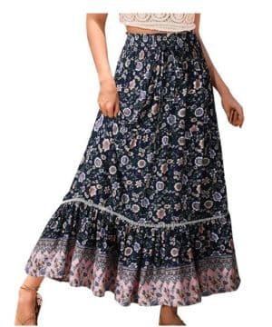 Genfien Faldas Largo para Mujer 2 en 1 Falda Bohemia Maxi Talla única