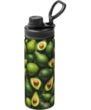 Hervidor de agua aislado deportivo de acero inoxidable con estampado de aguacate,Botellas de termo portátiles
