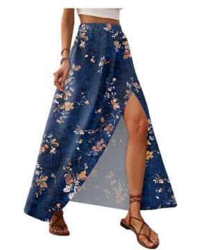 Zeagoo Falda Larga para Mujer Elegante Cintura Alta Elástica Faldas A Línea Maxi Verano Falda de Gasa