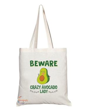 Coralgraph Inc TB299 Beware Crazy Avocado Lady - Bolsa de hombro con asa larga impresa