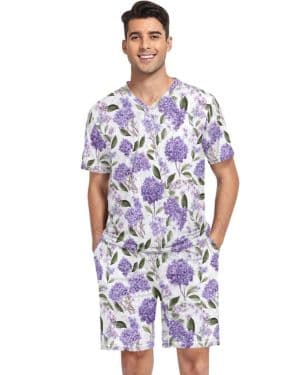 GAIREG Conjunto de pijama de manga corta para hombre, conjunto de pijama suave con pantalones cortos y bolsillos