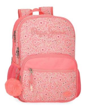 Pepe Jeans Nahid Mochila Escolar, Fabricada en Poliéster, Varios Bolsillos y Compartimentos, Tirantes Anchos, ergonómicos