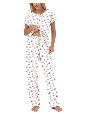 Rapbin Pijama para mujer, conjunto de pijama de manga corta, ropa de dormir para mujer, ropa de dormir