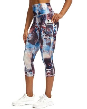 Tuspryt Leggings deportivos para mujer, 3 4, capri, con bolsillos, pantalones de deporte, 3 4, opacos, pantalones de fitness, pantalones de correr para mujer