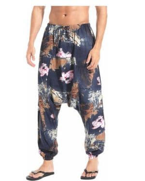 AITFINEISM Hombre Pantalones Harem Cómoda Cintura Elástica Pantalones Moda Color Sólido Casuales Yoga Hippies Pantalones II