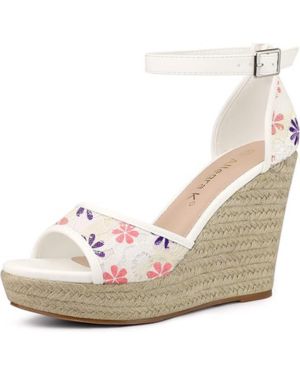 Allegra K Alpargatas con Plataforma de Encaje para Mujer Sandalias con Tacones de cuña